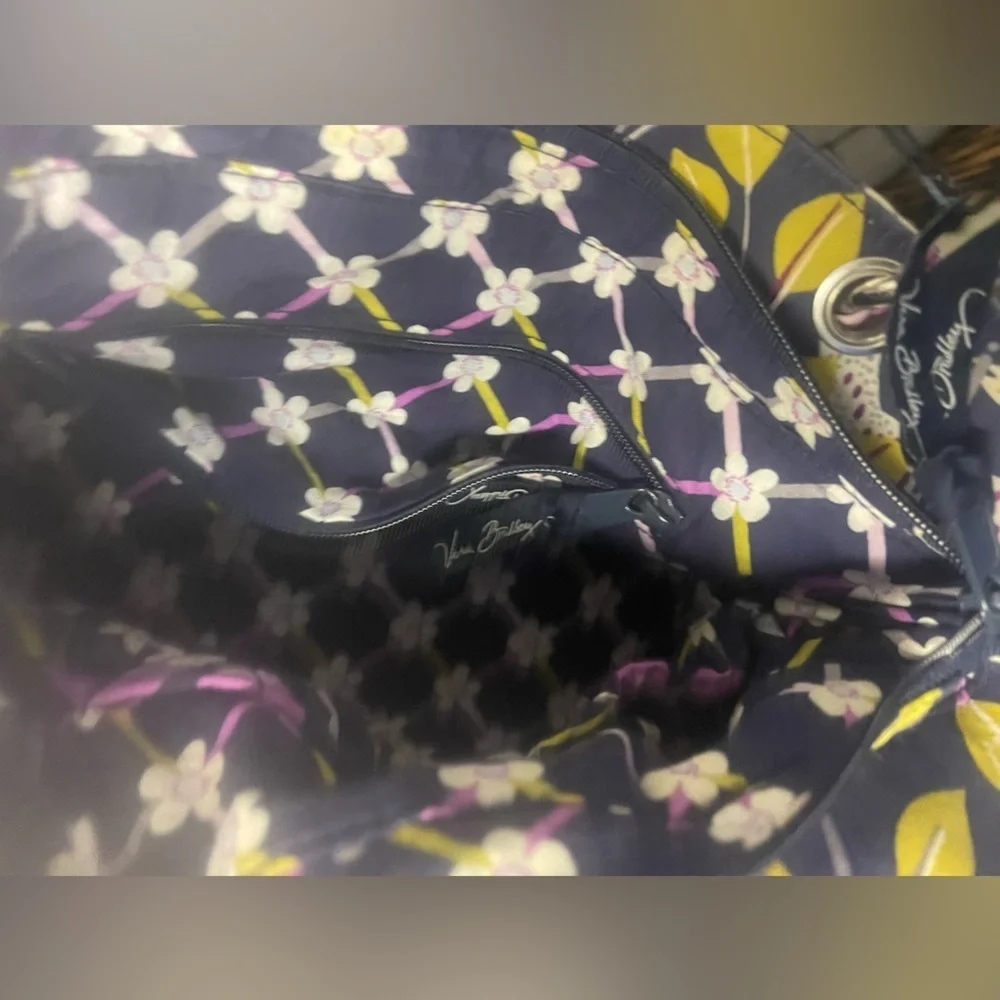 VERA BRADLEY “Floral Nightingale” Retired Navy/Purple Floral Hobo Bag/Purse